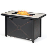 Costway 9-Piece Outdoor Patio Furniture Set w/ 42" Propane Fire Pit Table Black 72359468 New