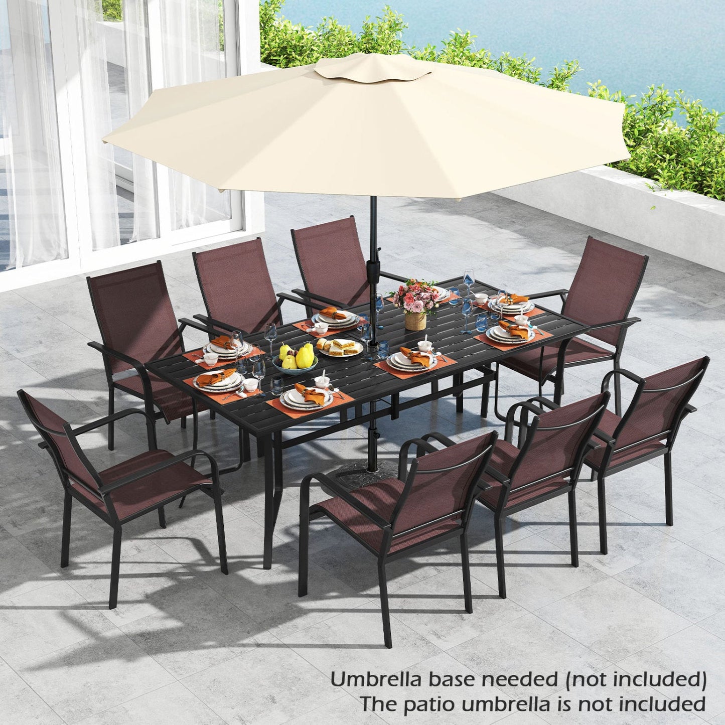 Costway 9-Piece Patio Dining Set for 8 Stackable Chairs Outdoor Rectangular Table 33003855 New