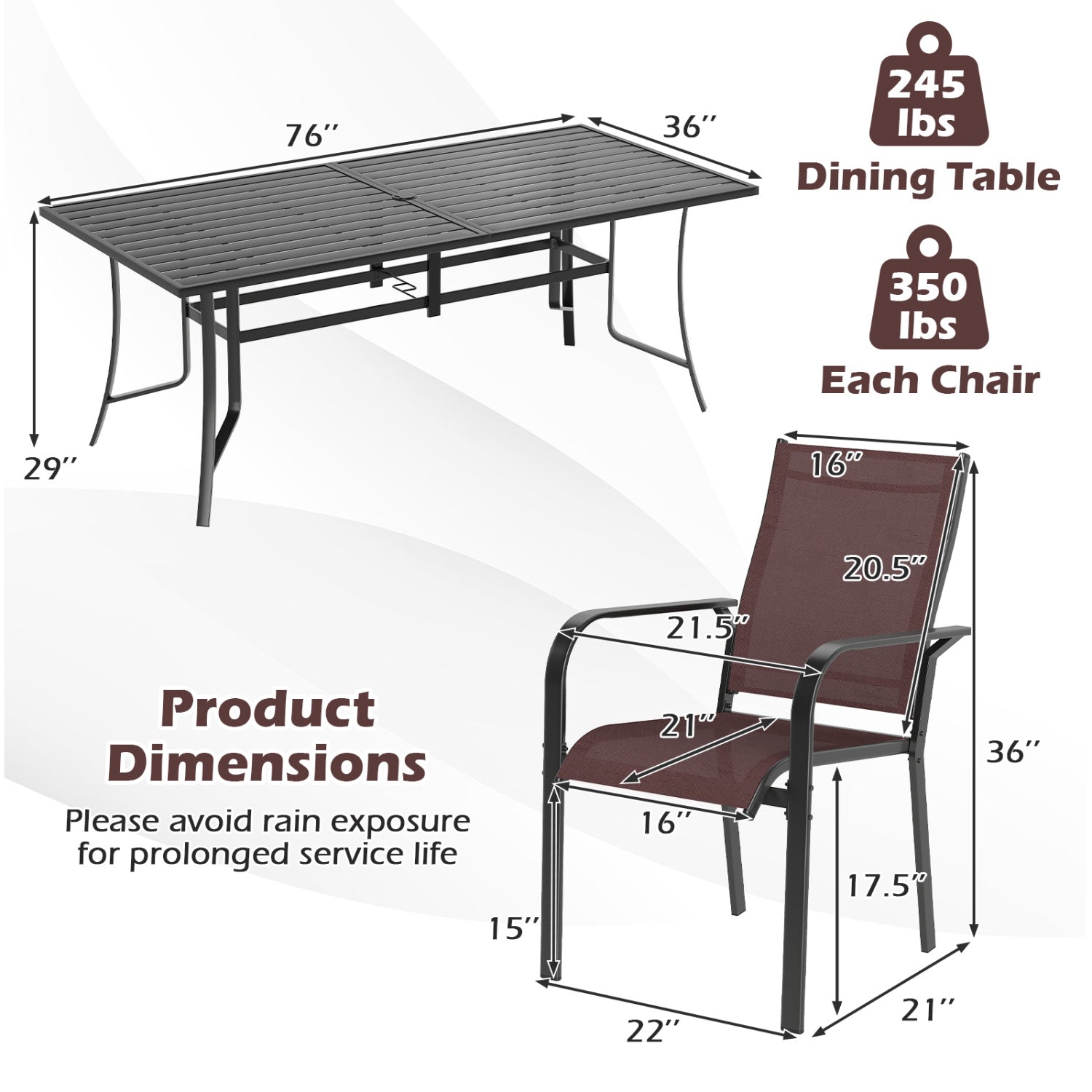 Costway 9-Piece Patio Dining Set for 8 Stackable Chairs Outdoor Rectangular Table 33003855 New