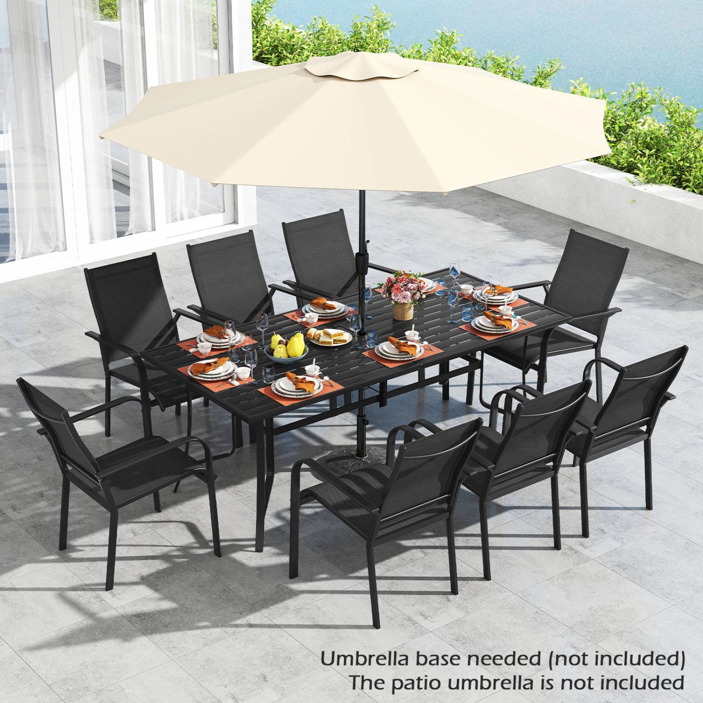 Costway 9-Piece Patio Dining Set for 8 Stackable Chairs Outdoor Rectangular Table 33003855 New