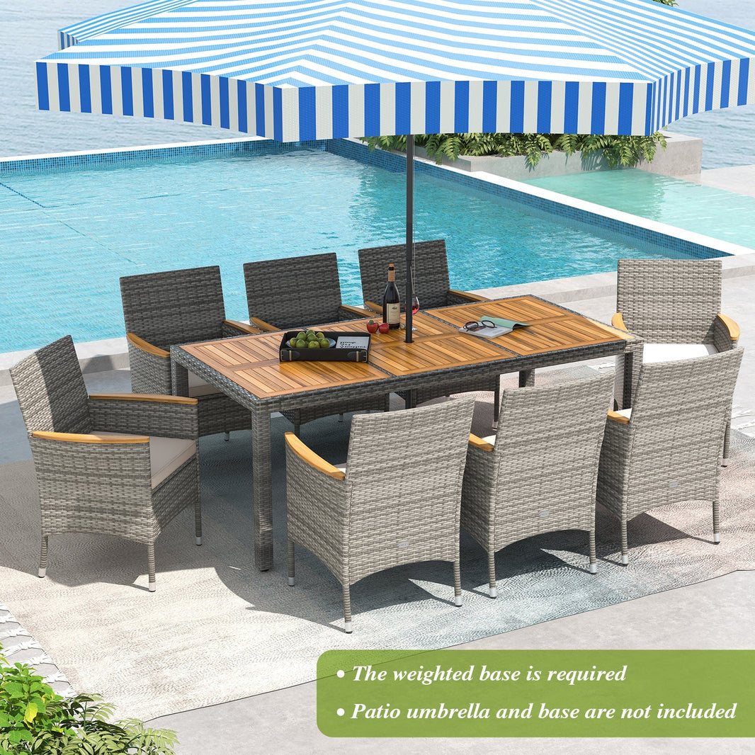 Costway 9-Pc Patio PE Wicker Dining Set Deck Garden Yard 964213578 New