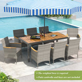 Costway 9-Pc Patio PE Wicker Dining Set Deck Garden Yard 964213578 New