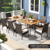 Costway 9-Pc Outdoor Patio Dining Set Acacia Wood Square Table Umbrella Hole 39756241 New