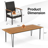 Costway 9-Pc Outdoor Patio Dining Set Acacia Wood Square Table Umbrella Hole 39756241 New