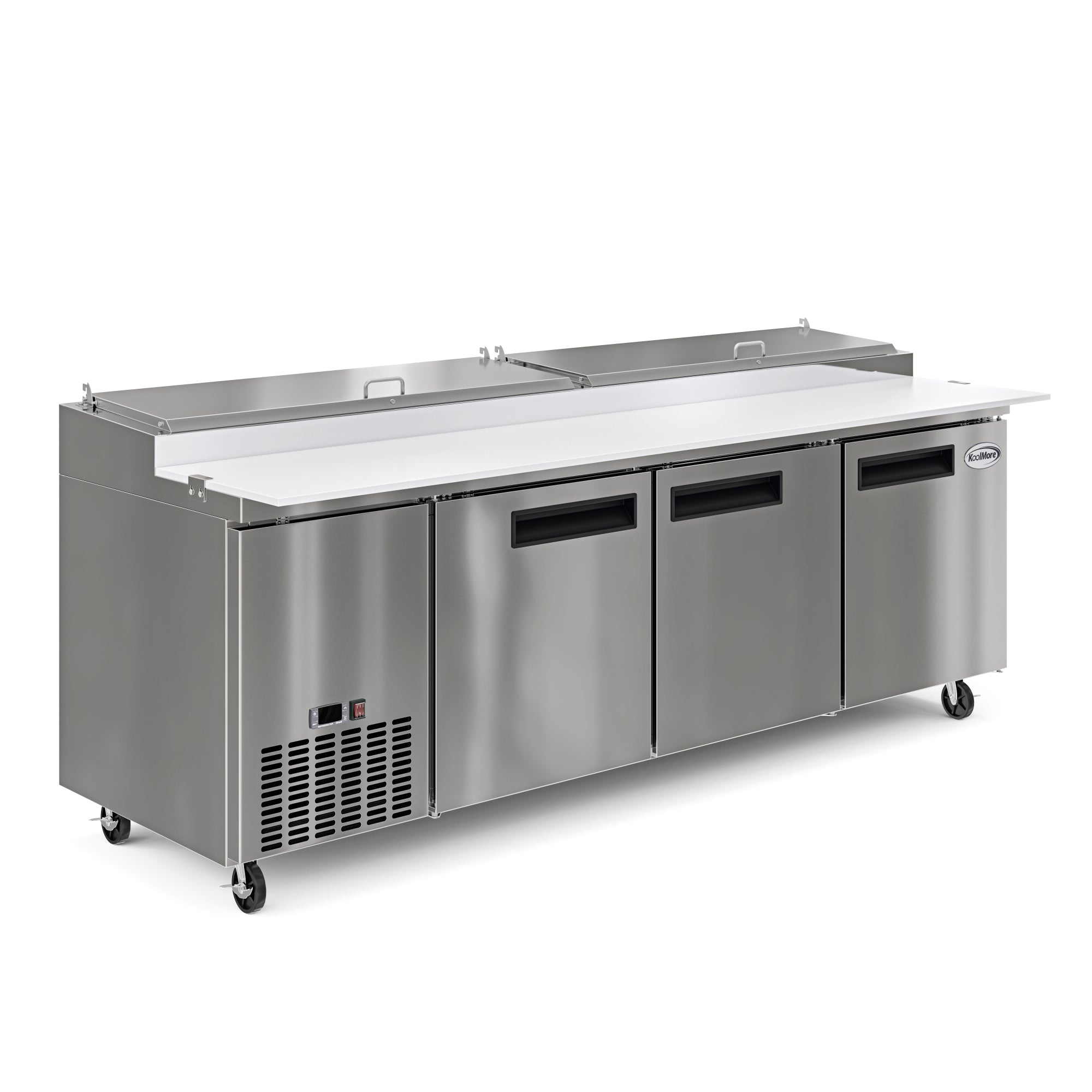 92 In. Three Door Commercial Pizza Prep Refrigerator in Stainless-Steel