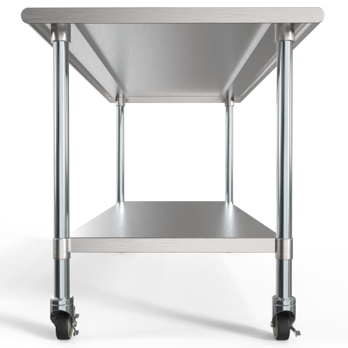 30" x 60" 18-Gauge 304 Stainless Steel Commercial Work Table with Casters