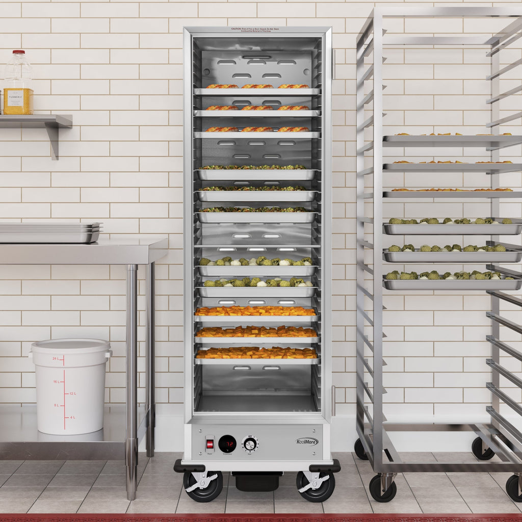 33 in. Commercial Non-Insulated Heated Holding Cabinet with 36-Pan Capacity and Glass Door in Silver