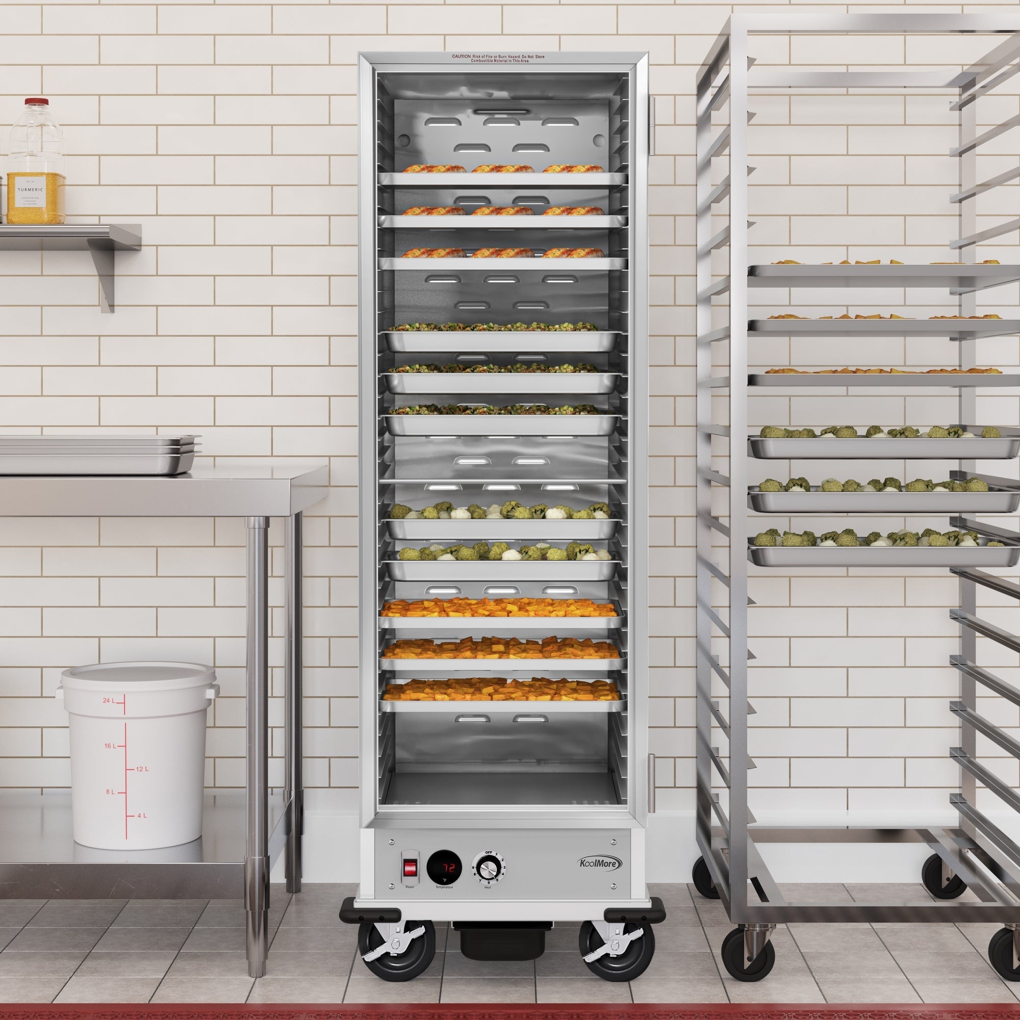 33 in. Commercial Non-Insulated Heated Holding Cabinet with 36-Pan Capacity and Glass Door in Silver