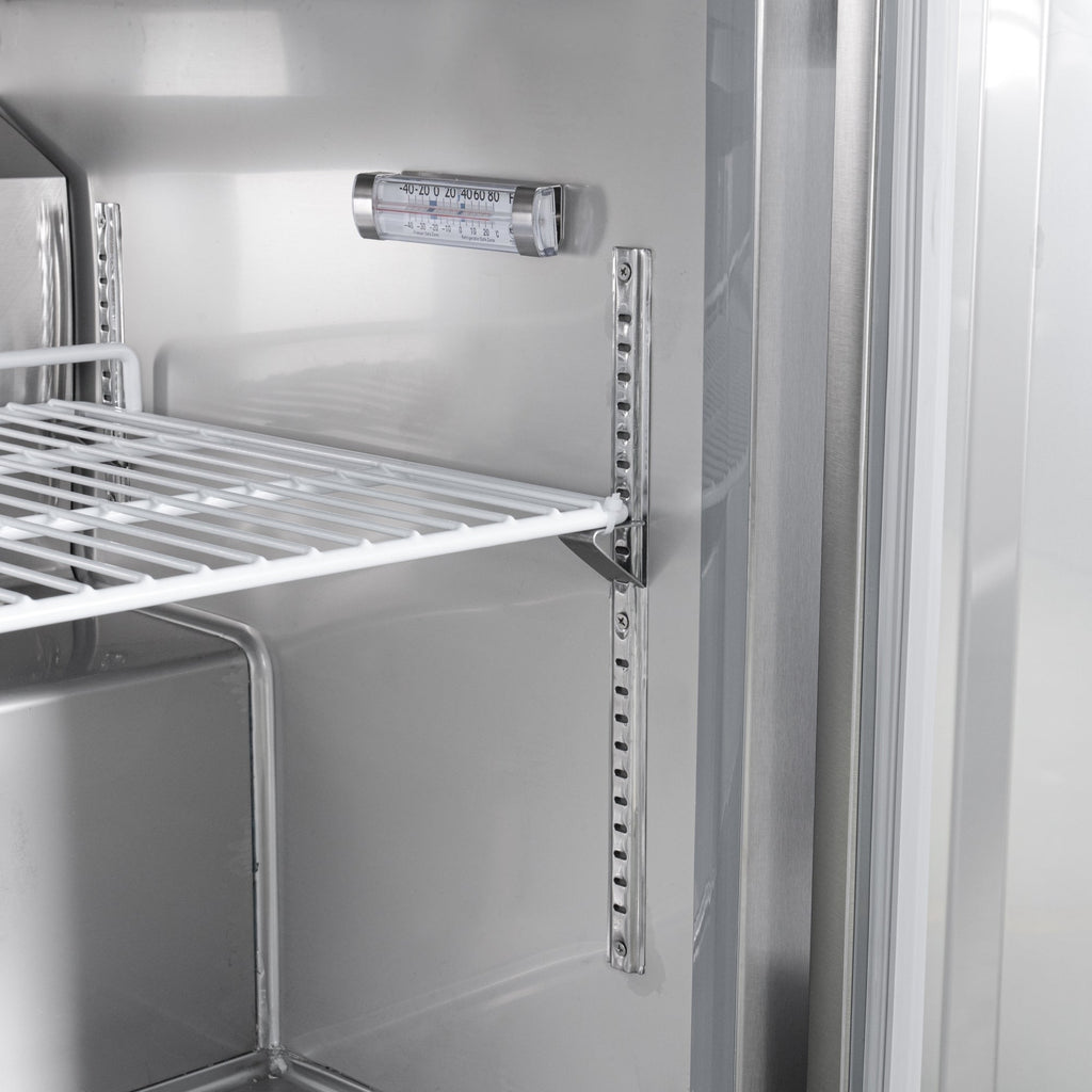 60 in. Two-Door Commercial Undercounter Freezer in Stainless Steel with Casters, ETL Listed