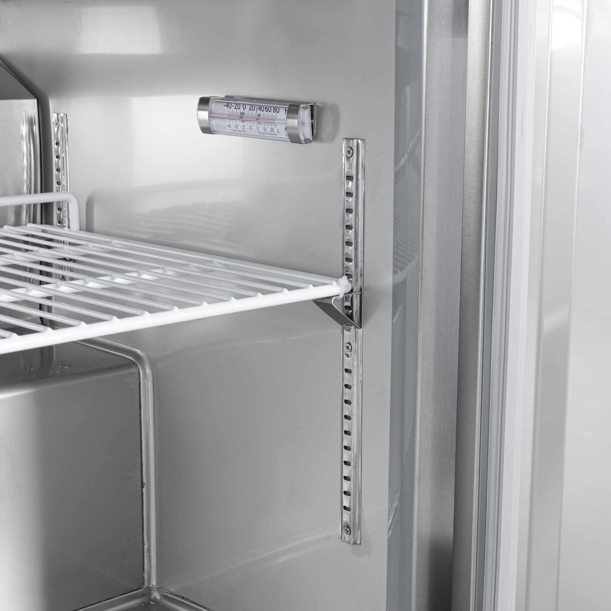 60 in. Two-Door Commercial Undercounter Freezer in Stainless Steel with Casters, ETL Listed