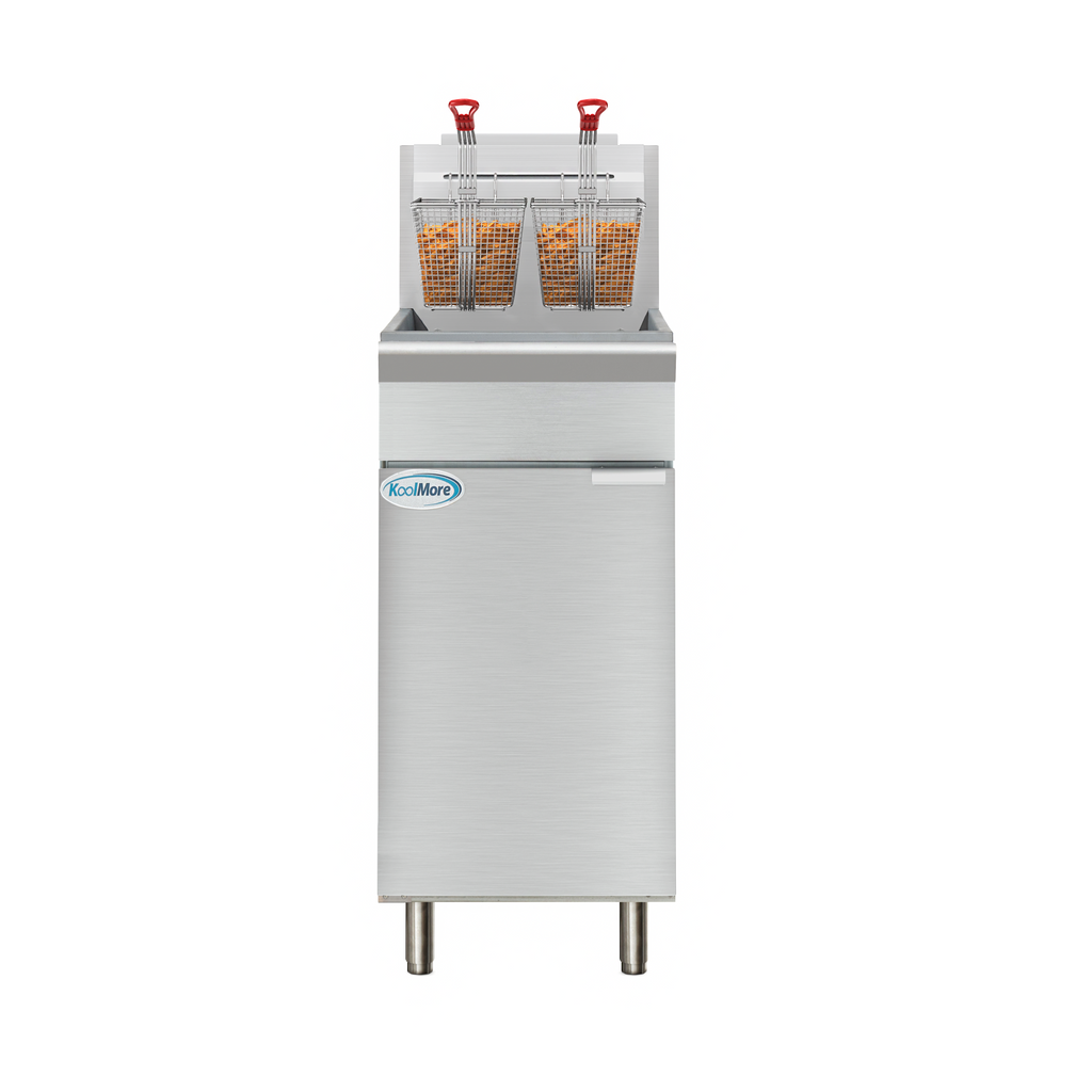 40 lb. Floor Standing Natural Gas Commercial Fryer with 90,000 BTU in Stainless-Steel, ETL Listed