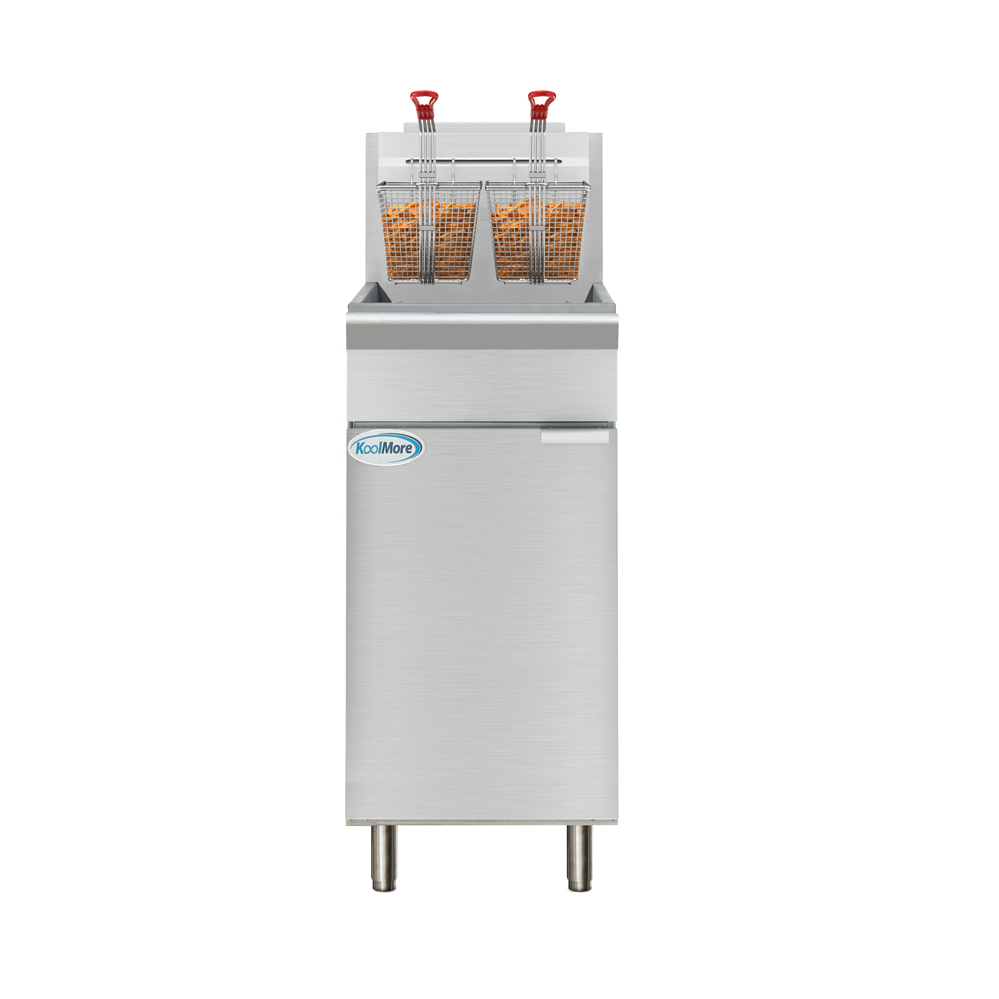 40 lb. Floor Standing Natural Gas Commercial Fryer with 90,000 BTU in Stainless-Steel, ETL Listed