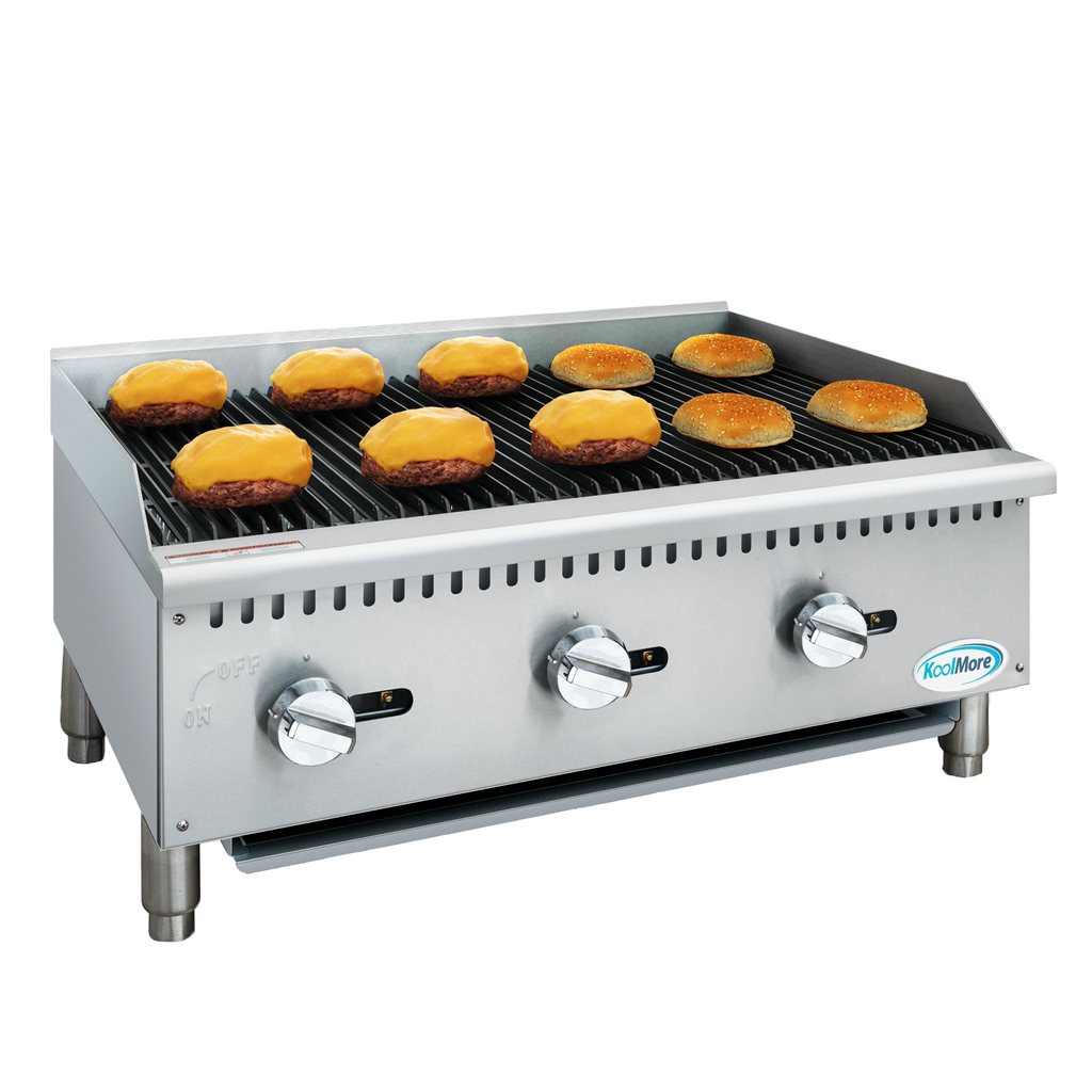 36 in. Commercial 3-Burner Natural Gas Charbroiler with 90,000 BTU in Stainless-Steel