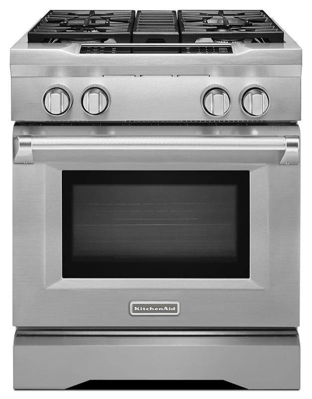 KitchenAid  30'' 4-Burner Dual Fuel Freestanding Range, Commercial-Style Stainless Steel - Other (KDRS407VSS)