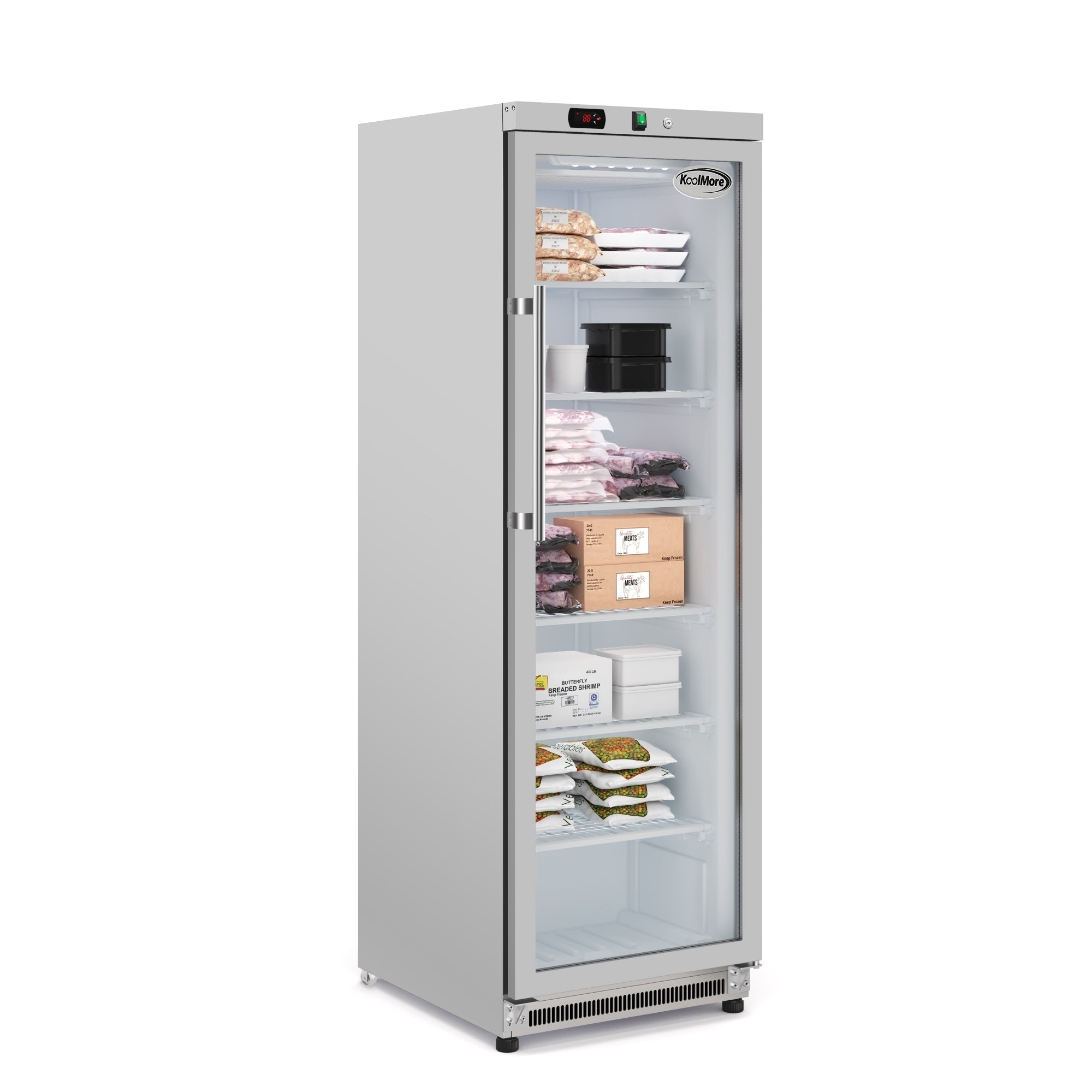12 Cu. ft. Commercial Freezer with Glass Door in Stainless Steel - Manual Defrost