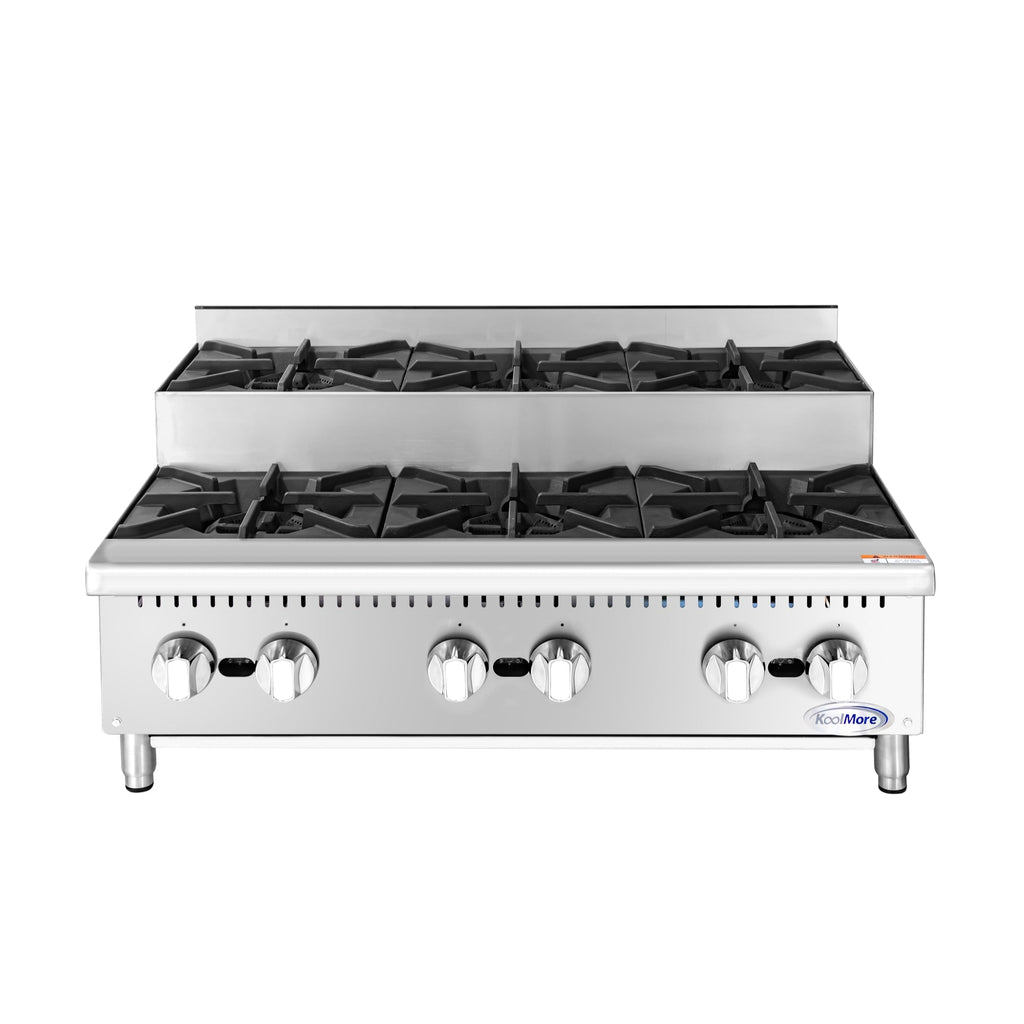 36 in. Commercial Six-Burner Step Up Gas Range, 156000 BTU in Stainless-Steel