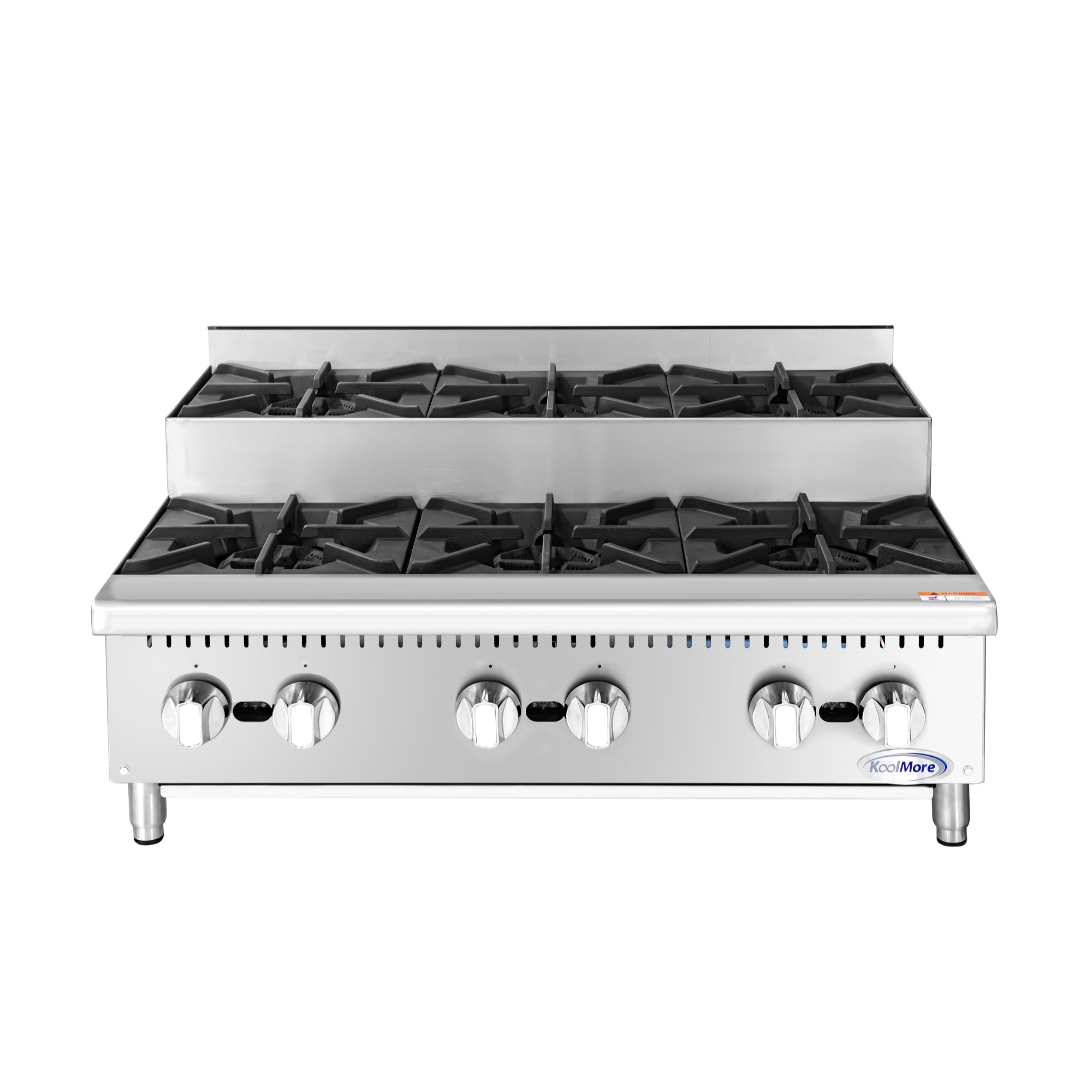 36 in. Commercial Six-Burner Step Up Gas Range, 156000 BTU in Stainless-Steel