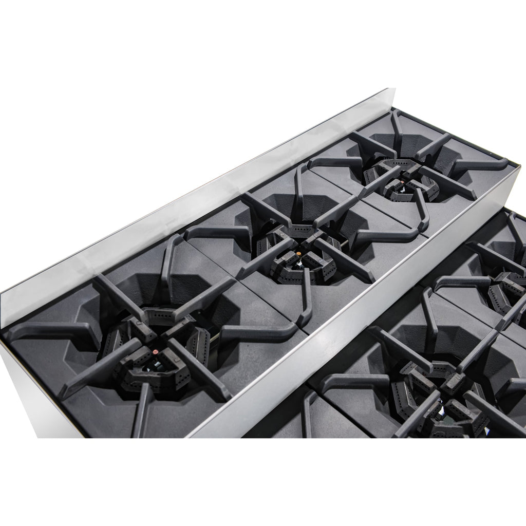 36 in. Commercial Six-Burner Step Up Gas Range, 156000 BTU in Stainless-Steel
