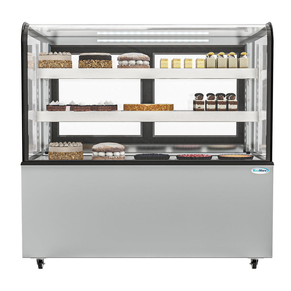 47 in. Dry Bakery Display Case with Front Curved Glass Protection, 14 cu ft.