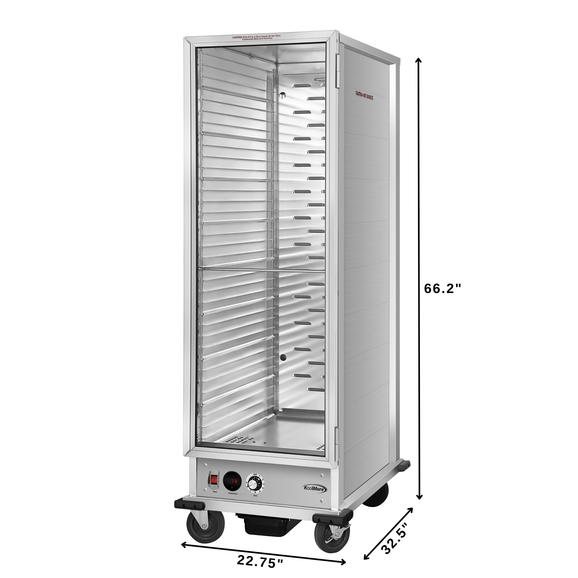 33 in. Commercial Non-Insulated Heated Holding Cabinet with 36-Pan Capacity and Glass Door in Silver