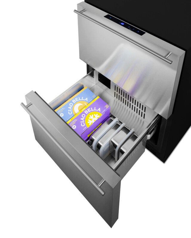 SUMMIT  24" Wide 2-Drawer All-Freezer, ADA Compliant - Stainless Steel/Black (ADFD243)