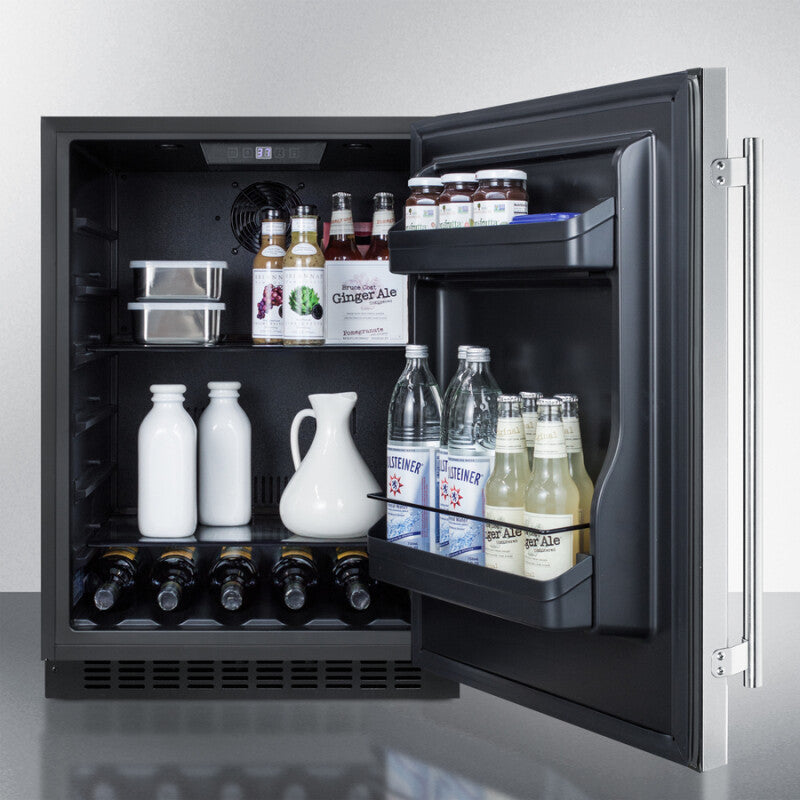 SUMMIT  24" Wide Built-In All-Refrigerator, ADA Compliant - Stainless Steel/Black (AL54)