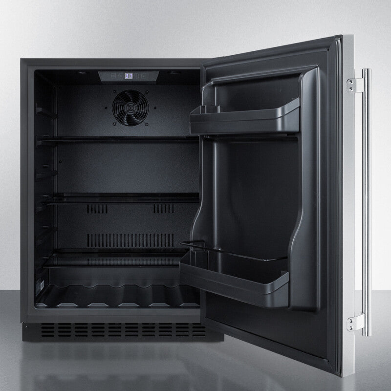 SUMMIT  24" Wide Built-In All-Refrigerator, ADA Compliant - Stainless Steel/Black (AL54)