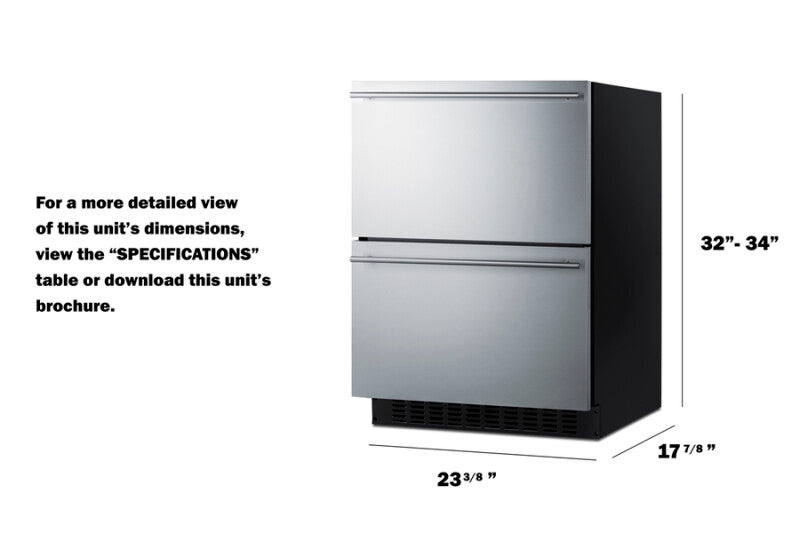 SUMMIT  24" Wide 2-Drawer All-Refrigerator, ADA Compliant - Stainless Steel (ASDR2414)