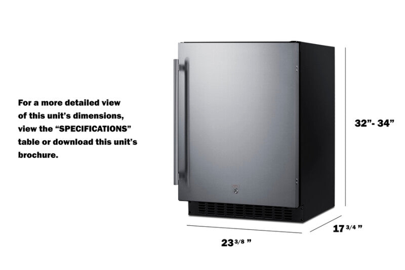 SUMMIT  24" Wide Built-In All-Refrigerator, ADA Compliant - Stainless Steel/Black (ASDS2413)