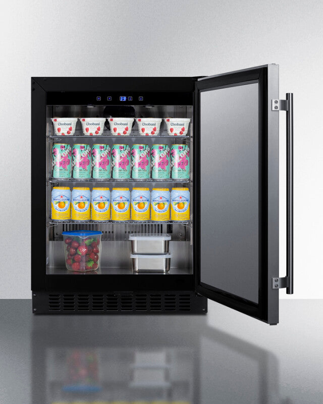 SUMMIT  24" Wide Built-In All-Refrigerator, ADA Compliant - Stainless Steel/Black (ASDS2413)