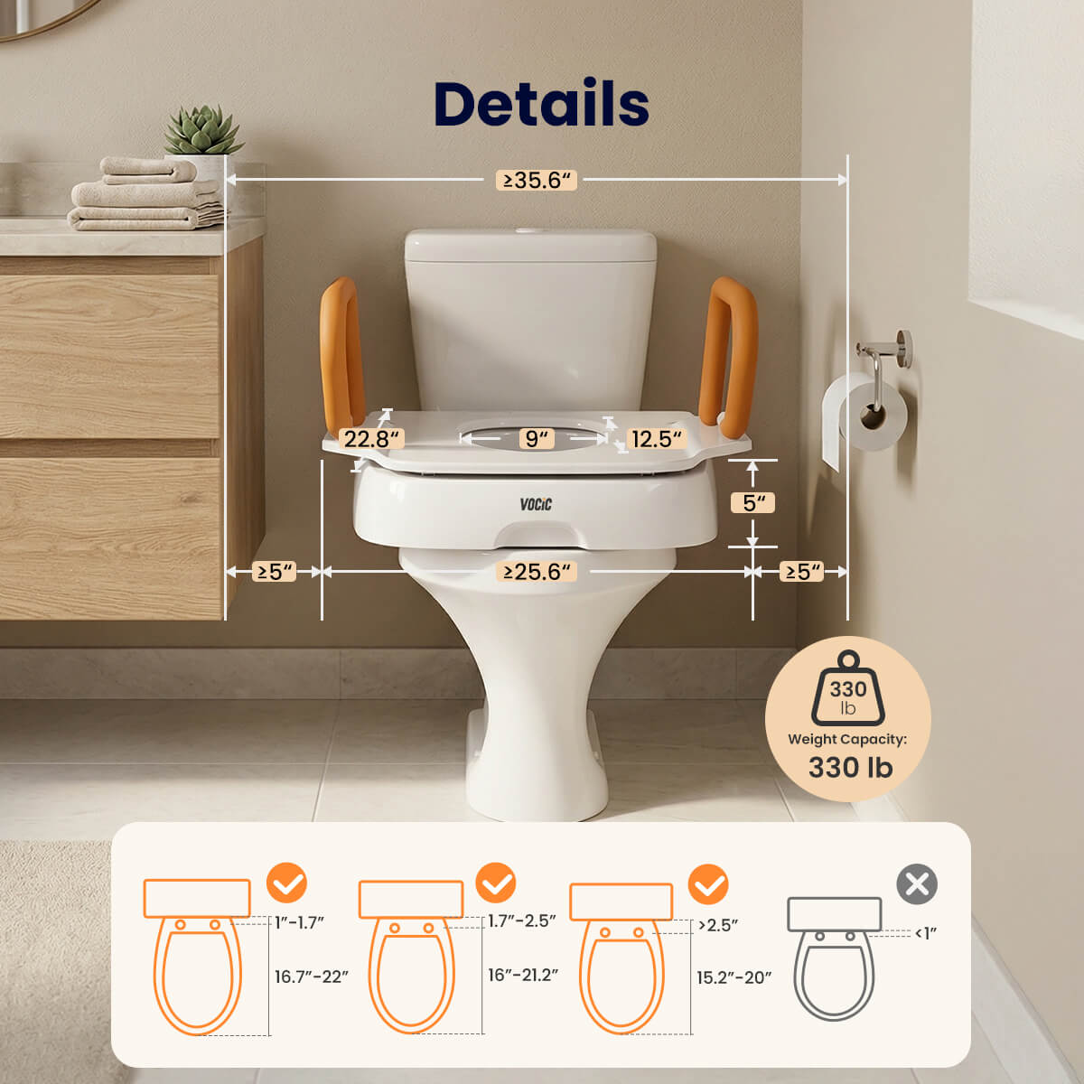 Vocic AX12 Pro Electric Toilet Seat Lift 330 lb Capacity Wireless Remote Control New