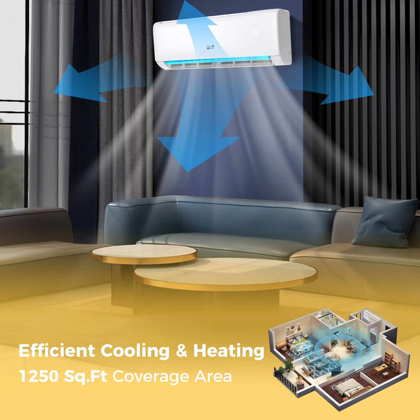 Costway Airtural 18,000 BTU 21 SEER2 Ductless Mini Split Air Conditioner Heater 208-230V Energy Star 29843657 New