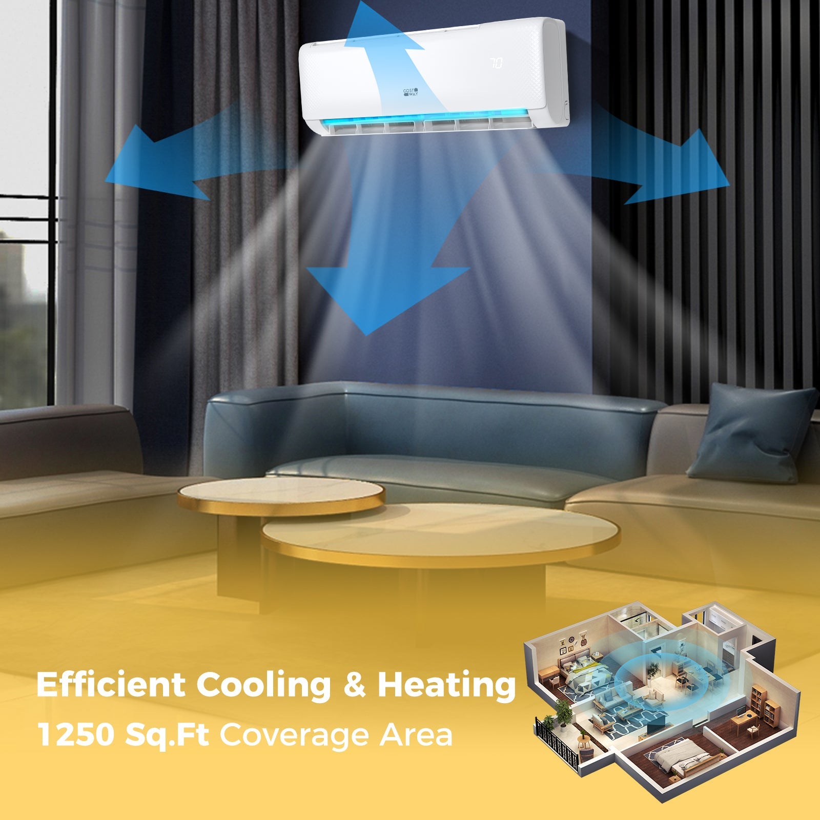 Costway Airtural 18,000 BTU 21 SEER2 Ductless Mini Split Air Conditioner Heater 208-230V Energy Star 29843657 New