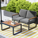 Costway 4-Piece Patio Aluminum Furniture Set w/ Armrests Tabletop Gray 398654127 New