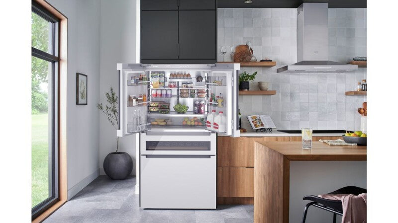 Bosch  800 Series French Door Bottom Mount Refrigerator, Glass door 36'', Total No Frost - White (B36CL81ENW)
