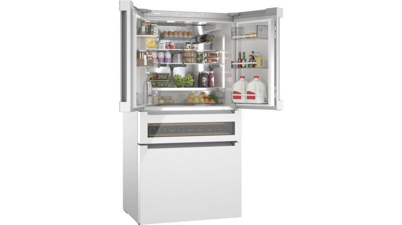 Bosch  800 Series French Door Bottom Mount Refrigerator, Glass door 36'', Total No Frost - White (B36CL81ENW)
