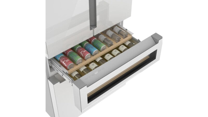 Bosch  800 Series French Door Bottom Mount Refrigerator, Glass door 36'', Total No Frost - White (B36CL81ENW)