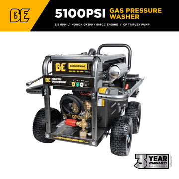 BE Gas Pressure Washer 5100 PSI 5.5 GPM Honda GX690 Engine Electric Start New