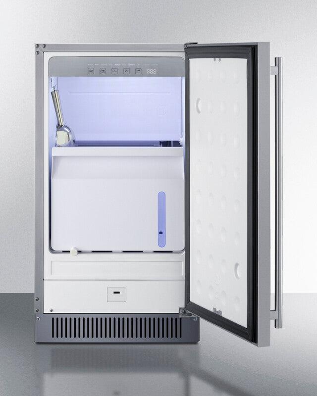 Summit  18" Wide Clear Icemaker, ADA Compliant - Stainless Steel (BIM182ADA)
