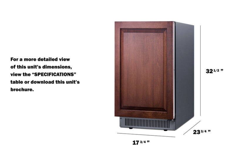 SUMMIT  18" Wide Clear Icemaker, ADA Compliant (Panel Not Included) - Panel-Ready (BIM182ADAIF)