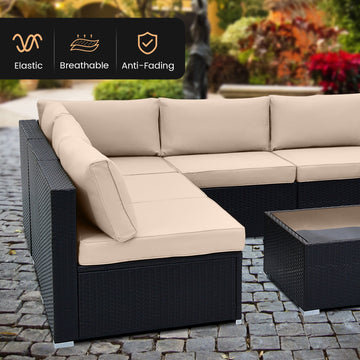 Costway 10-Pc Outdoor Wicker Conversation Set w/ Seat & Back Cushions 71568324 New