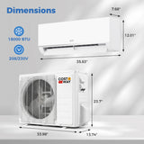 Costway 18,000 BTU 20 SEER2 WiFi Mini Split Air Conditioner & Heater 208-230V 53327896 New