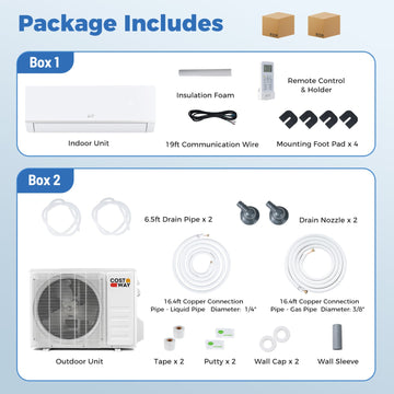 Costway 24000 BTU 20 SEER2 WiFi Mini Split Air Conditioner Heater 208-230V 26927522 New