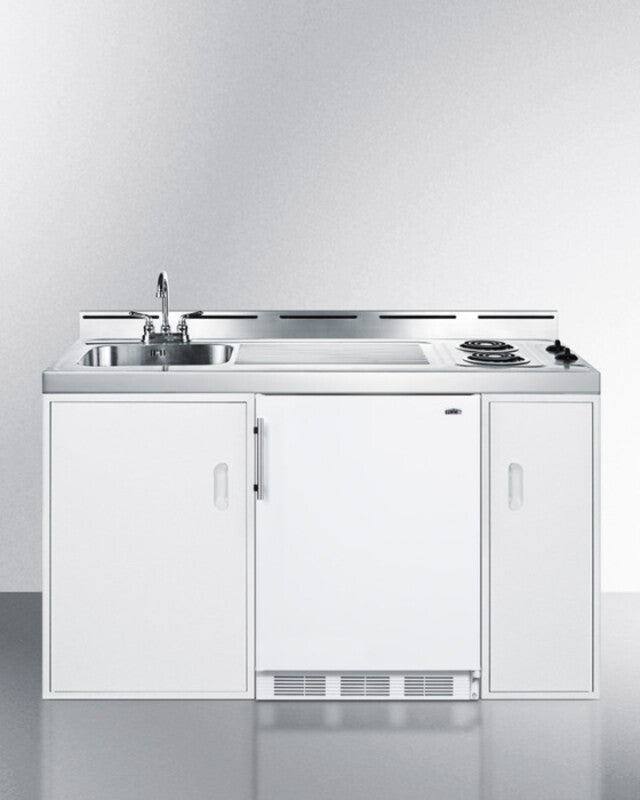 SUMMIT  60" Wide All-In-One Kitchenette - White (C60EL)