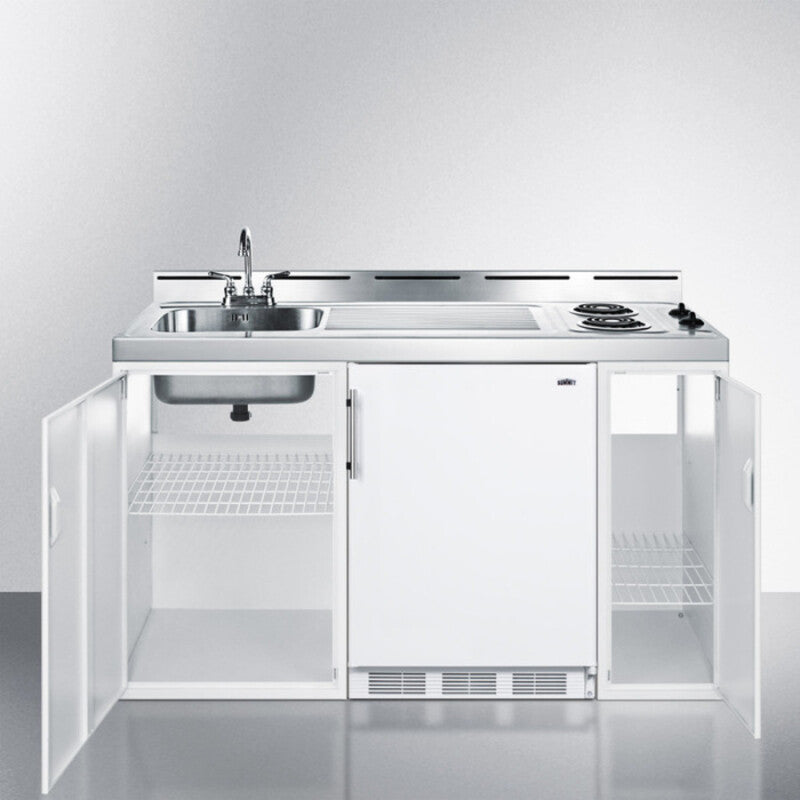 SUMMIT  60" Wide All-In-One Kitchenette - White (C60EL)