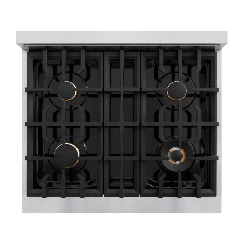 ZLINE  30 In. 4.2 Cu. Ft. Classic Gas Range With Convection Gas Oven In Stainless Steel With 4 Brass Burners - Stainless Steel (CGRBR30)