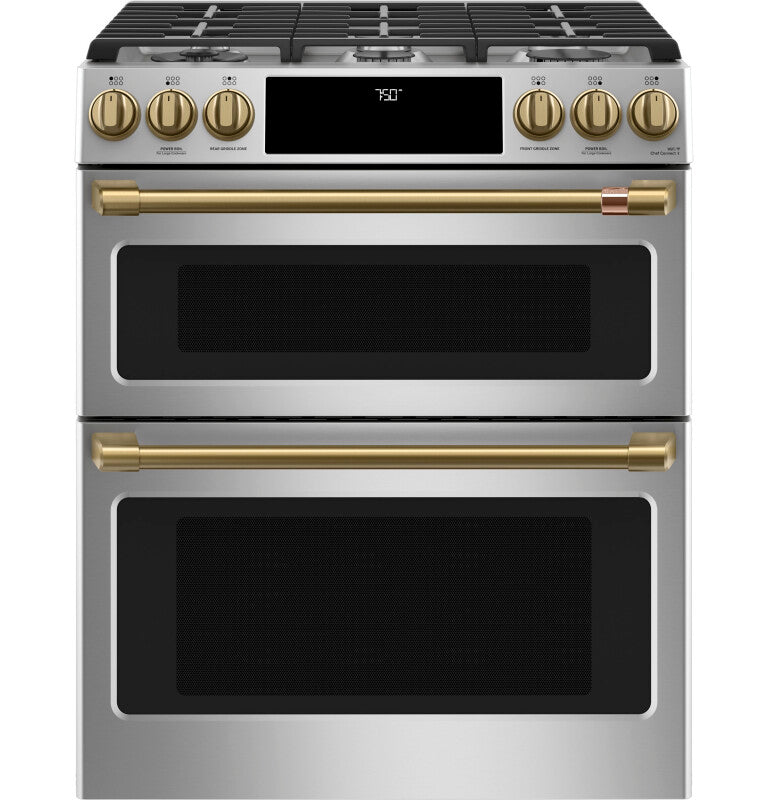 CAFE  Caf? 30" Smart Slide-in, Front-control, Gas Double-oven Range With Convection - Stainless Steel (CGS750P2MS1)