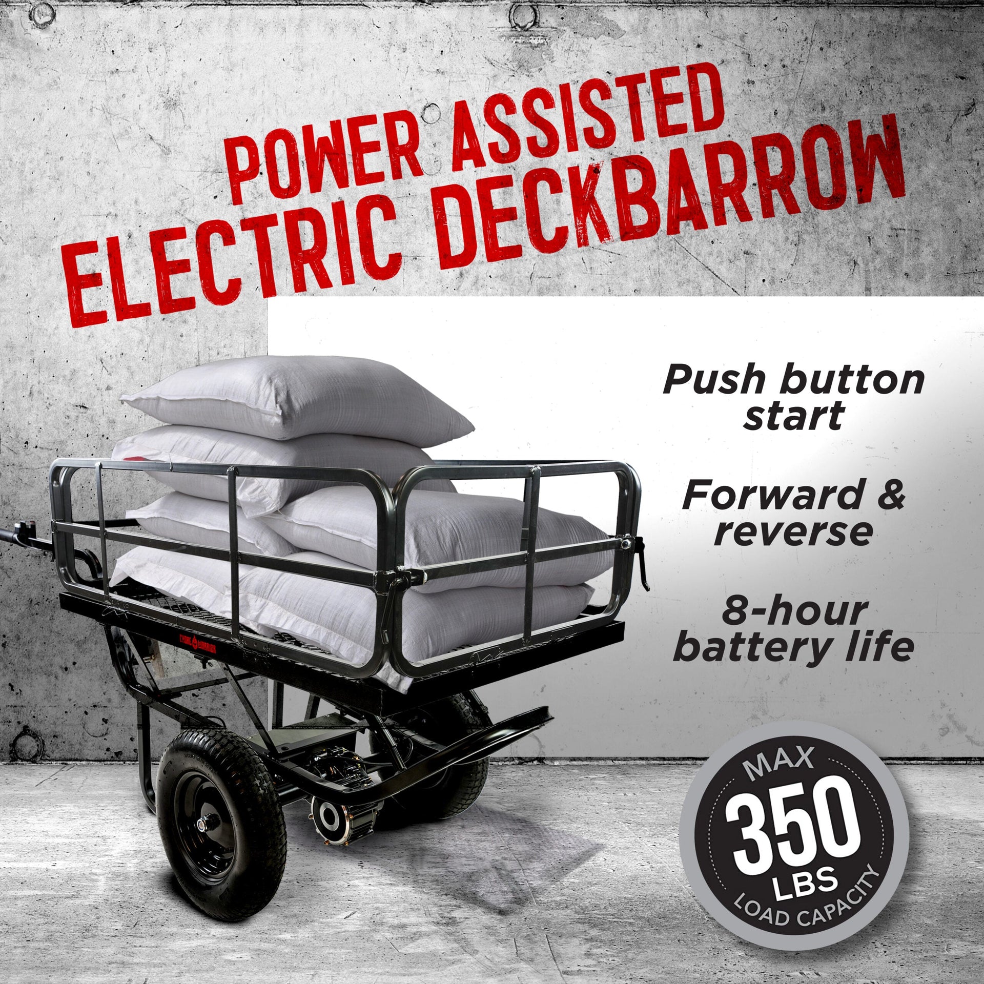 Chore Warrior CW325 Electric Utility Cart 350 lb. Capacity Metal Mesh Deck Removable Sides 24V New