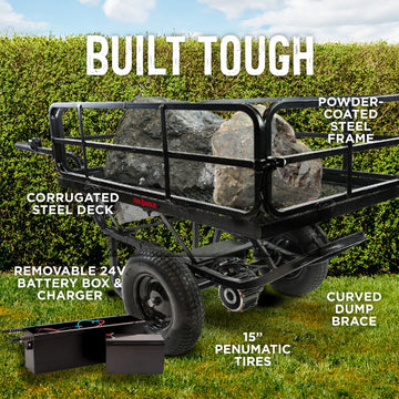 Chore Warrior CW325 Electric Utility Cart 350 lb. Capacity Metal Mesh Deck Removable Sides 24V New