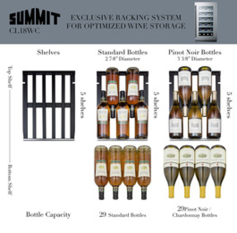 SUMMIT  18" Wide Built-In Wine Cellar - Black (CL18WC)